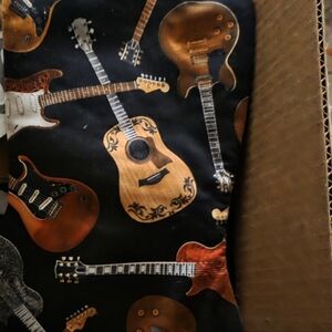 Guitar Print Black  Christmas Stocking